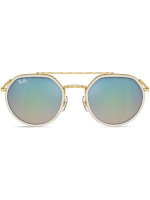 Ray-Ban lunettes de soleil rondes à logo imprimé - Or