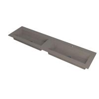 INK Kraft Wastafel Dubbele Bak met 2 Kraangaten - 1800x450x10 mm - Quartz Beton