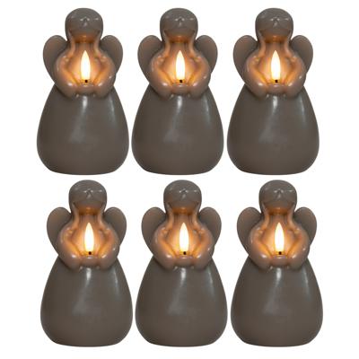 Anna's Collection LED kaars engel - 6x - taupe - 14 x 8 cm - met timer - op batterijen - kerst Anna's Collection LED kaars engel - 6x - taupe - 14 x 8 cm - met timer - op batterijen - kerst