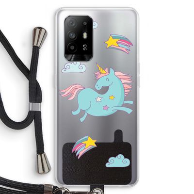 Vliegende eenhoorn: Oppo A95 5G Transparant Hoesje met koord