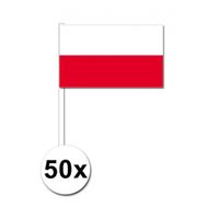 50 Poolse zwaaivlaggetjes 12 x 24 cm - thumbnail