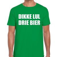 Dikke lul drie bier tekst t-shirt groen heren - thumbnail