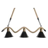 Plafondlamp DKD Home Decor Natuurlijk Zwart Metaal Touw 50 W (85 x 18 x 20 cm)