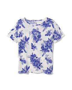 HEMA Dames T-shirt Evie Met Linnen Blauw (blauw)