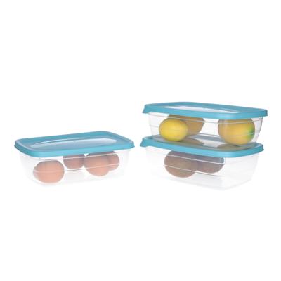 Vershoudbakjes - 3x stuks - aquablauw - 1,2 liter - kunststof - bewaarbakjes - voorraadbakje