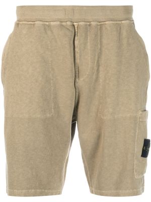 Stone Island short en coton à motif Compass - Marron