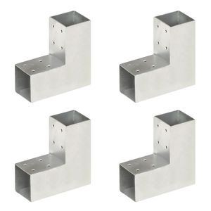 VidaXL Paalverbindingen 4 st l-vorm 71x71 mm gegalvaniseerd metaal