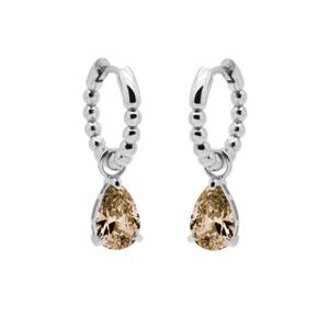 Karma Oorringen Hinged Hoops Zirconia Anna Champaign | Zilver