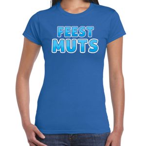 Verkleed t-shirt voor dames - Feest muts - blauw - carnaval