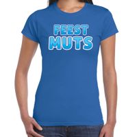 Verkleed t-shirt voor dames - Feest muts - blauw - carnaval - thumbnail