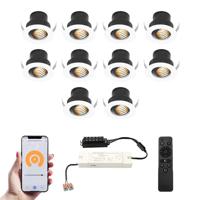 Set van 10 Medina Smart LED Mini Inbouwspots - Veranda spots - 12V 3W 150lm - Dimbaar - Kantelbaar - Wifi & Bluetooth - 2700K - IP44 - Wit