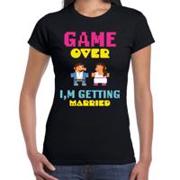 Vrijgezellenfeest T-shirt voor dames - game over - zwart - vrijgezellen - bruiloft/trouwen