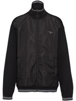 Prada triangle-logo panelled bomber jacket - Noir - thumbnail