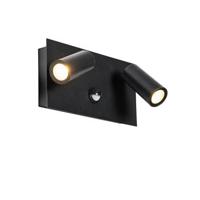 QAZQA Buiten wandlamp zwart incl. LED 2-lichts bewegingssensor- Simon