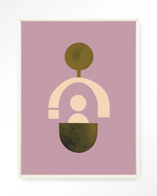 Urban Cotton Wandkleed 'Forma 2 Lilac' 80 x 110cm in Floating Frame - off white