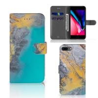 Apple iPhone 7 Plus | 8 Plus | Bookcase | Marble Blue Gold