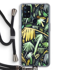 Tropical Palms Dark: OnePlus Nord N10 5G Transparant Hoesje met koord