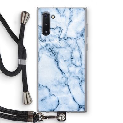 Blauw marmer: Samsung Galaxy Note 10 Transparant Hoesje met koord