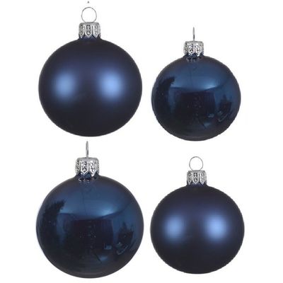 Glazen kerstballen pakket donkerblauw glans/mat 38x stuks 4 en 6 cm