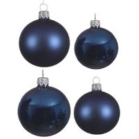 Glazen kerstballen pakket donkerblauw glans/mat 38x stuks 4 en 6 cm - thumbnail