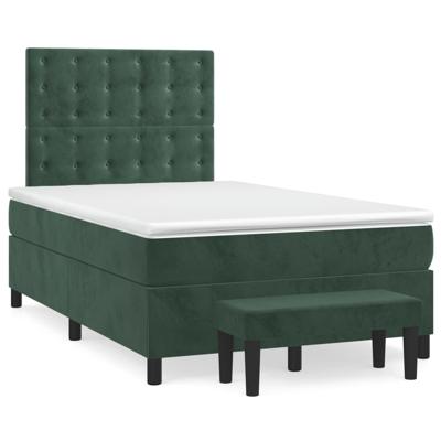 Boxspring met matras fluweel donkergroen 120x190 cm
