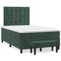 Boxspring met matras fluweel donkergroen 120x190 cm