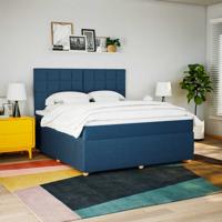 Boxspring met matras stof blauw 180x200 cm