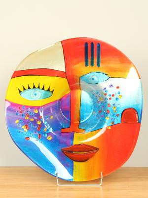 Glazen schaal gezicht, Ø 49 cm