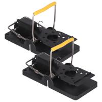 Gerimport muizenval - 2x stuks - 9 x 5 cm - kunststof/metaal - muizen vangen