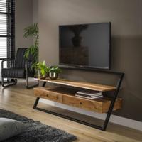 TV-meubel Tiny Acacia, met 2 laden - Massief acacia naturel - thumbnail
