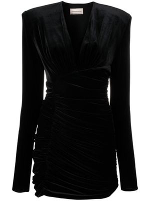 Alexandre Vauthier robe froncée à col v - Noir