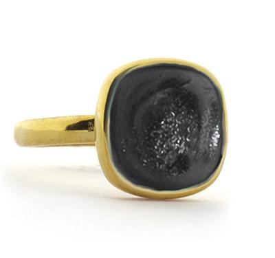 Qoss Ring Lena Zwart | Goud