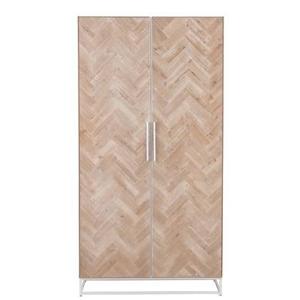 J-Line kast Hoog 2 Deuren Zigzag - hout|metaal - naturel|wit