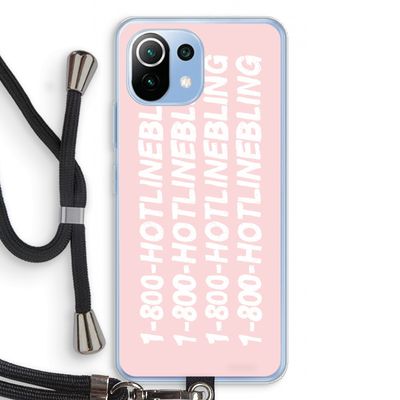 Hotline bling pink: Xiaomi Mi 11 Lite Transparant Hoesje met koord