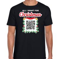 Kersttrui t-shirt - QR code - All I want: Een lekker wijf - voor heren - zwart - Christmas - kleding