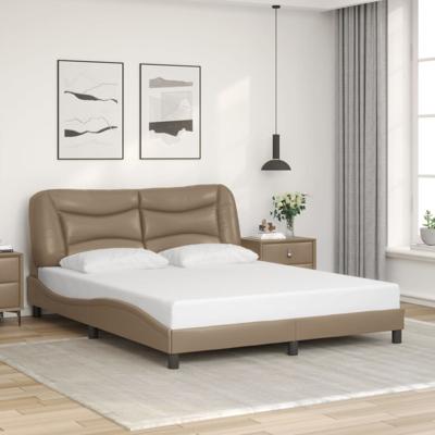 Bedframe met hoofdbord kunstleer cappuccinokleurig 160x200 cm
