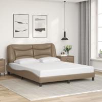 Bedframe met hoofdbord kunstleer cappuccinokleurig 160x200 cm