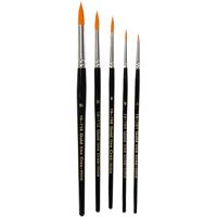 Creativ Company Gold line penselen, afm 1+4+8+12+18, l: 17-19 cm, b: 1-7 mm, rond, 5 stuk/ 1 doos