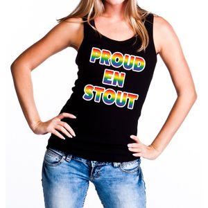 Proud en stout gaypride tanktop/mouwloos shirt zwart voor dames