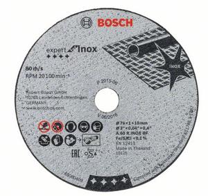 Bosch Doorslijpschijf Expert voor Inox, Ø 76mm, voor haakse minislijper doorslijpschijf 5 stuks, boring 10mm, A 60 R INOX BF, recht