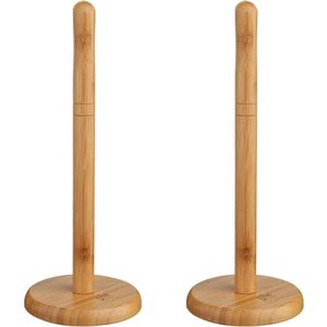 2x Stuks ronde keukenrolhouder naturel 12,5 x 32 cm van bamboe hout