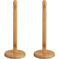 2x Stuks ronde keukenrolhouder naturel 12,5 x 32 cm van bamboe hout