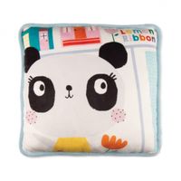 Lemon Ribbon kussen junior 35 x 35 cm polyester wit/geel - thumbnail