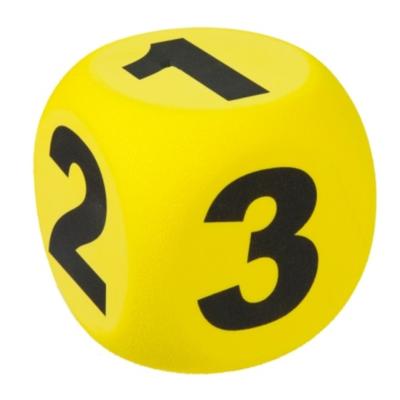 Toi Toys Dobbelsteen XXL - geel - 10 cm - EVA schuim - grote dobbelstenen