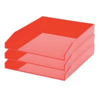 Kantoor Brievenbakjes - 3x - A4 formaat - kunststof - Rood - Stapelbaar - Documenten bakjes
