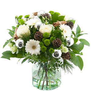 Kerstboeket wit/zilver