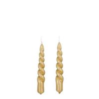 Mica Decorations Twist Kaars - Set van 6 - H15 x Ø2,2 cm - Lichtbruin