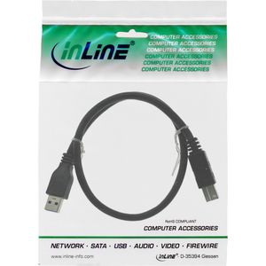 InLine 0.5m USB 3.0 USB-kabel 0,5 m USB A USB B Zwart