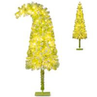Kunstkerstboom met Verlichting en Sneeuw 150 cm Dennenboom met Buigbare Top Kunstkerstboom met Verlichting en Sneeuw 150 cm Dennenboom met Buigbare Top