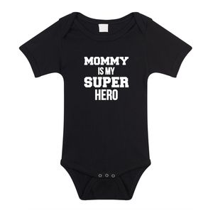 Mommy super hero geboorte cadeau / kraamcadeau romper zwart voor babys